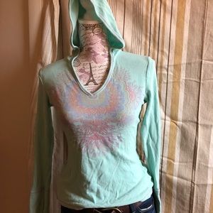 Waffle stretch long sleeve with hood